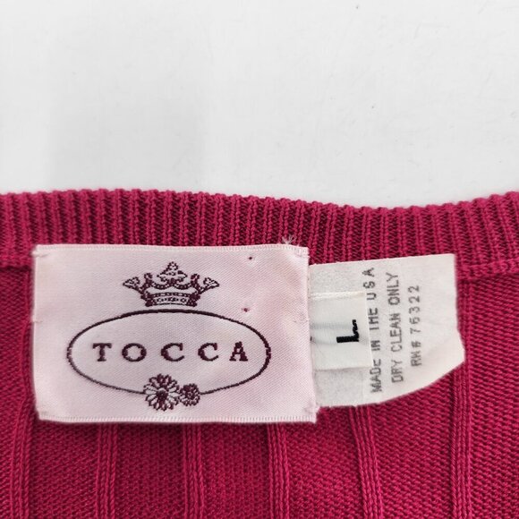 TOCCA Magenta Pink V-Neck 100% Silk Sweater - Picture 3 of 4
